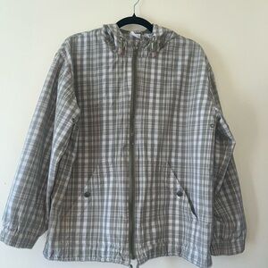 Woman’s Plaid Hooded Jacket - Green Medium